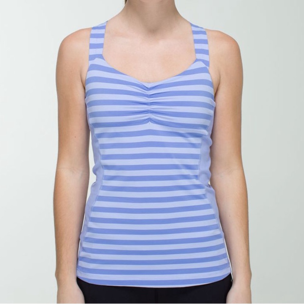 Lululemon Core Kicker Tank Apex Stripe Lavender Dusk - Cut-Out Back Athletic Top